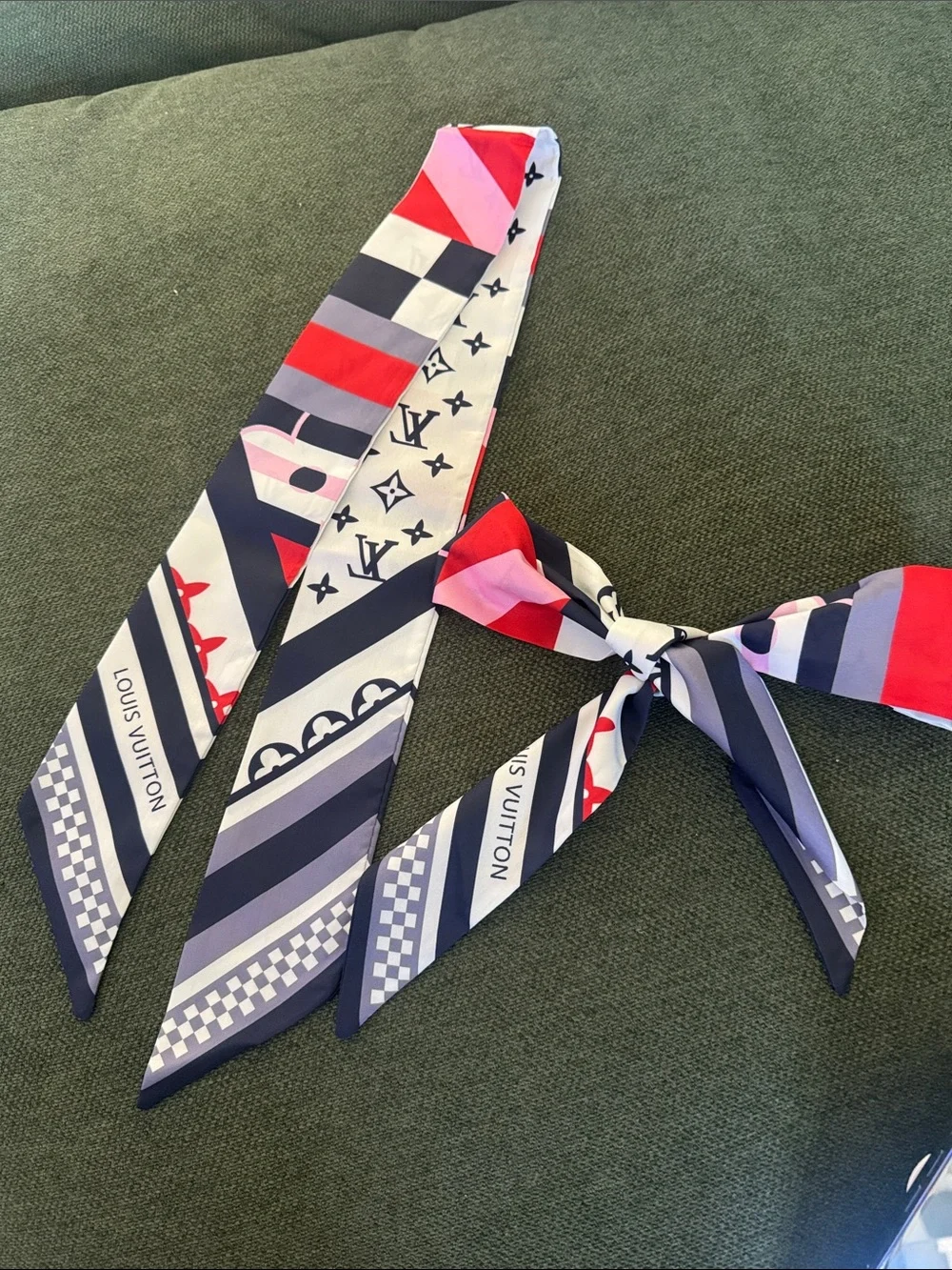 Multicolor Hair Twilly - Red, Pink, Navy, White Price for 2